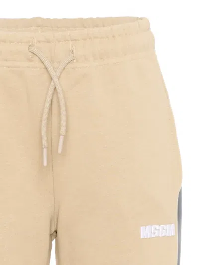 Msgm Logo-print Drawstring Track Pants In Neutral
