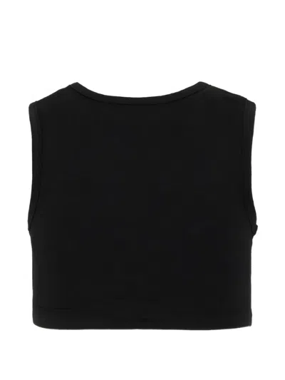 Msgm Logo-print Cropped Top In Multi