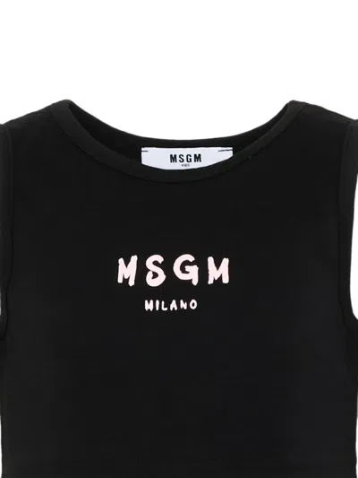 Msgm Logo-print Cropped Top In Multi