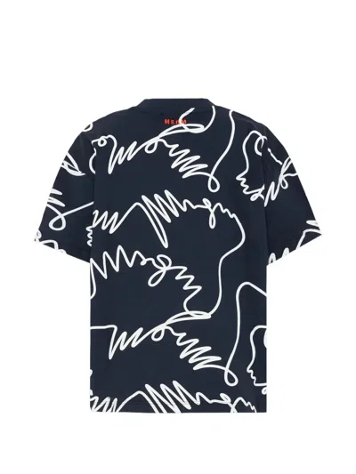 Msgm Scribble-print T-shirt In Blue