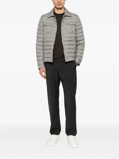 Herno Quilted Press-stud Jacket In Gray
