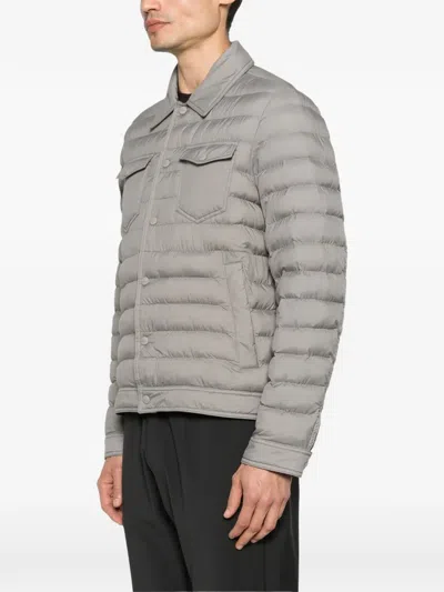 Herno Quilted Press-stud Jacket In Gray