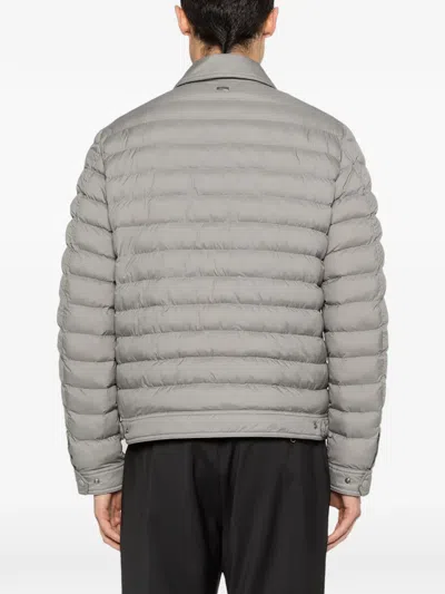 Herno Quilted Press-stud Jacket In Gray