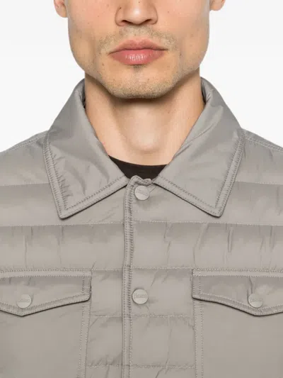 Herno Quilted Press-stud Jacket In Gray