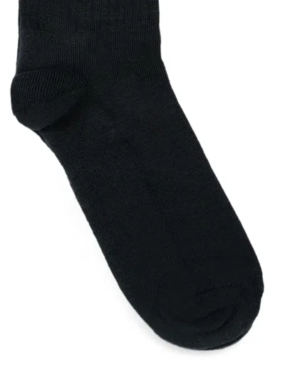 Msgm Logo-intarsia Knit Socks In Black