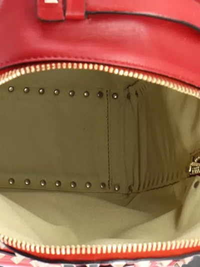 Pre-owned Valentino Garavani Rockstud Leather Medium Backpack In Red