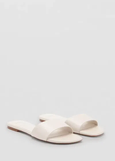 Mango Flat Leather Sandal In Ecru
