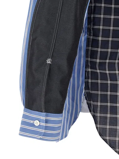 Junya Watanabe Blue Patchwork Shirt In Blue