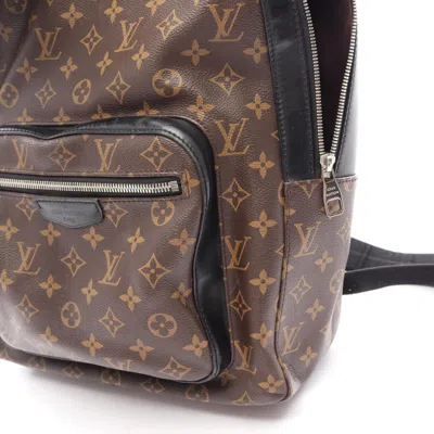 Pre-owned Louis Vuitton Black Brown Monogram Macassar Coated Canvas Leather Backpack () In Multi
