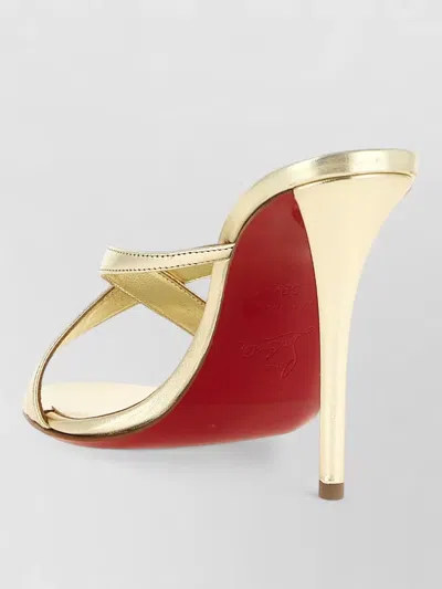 Christian Louboutin Mulazee Cross Strap Metallic Open Toe Mules In Gold