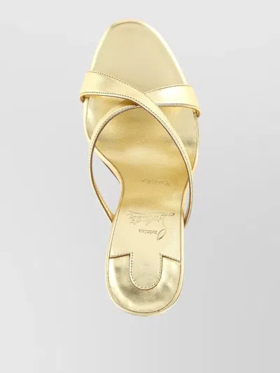 Christian Louboutin Mulazee Cross Strap Metallic Open Toe Mules In Gold