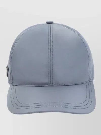 Prada Logo Tech Fabric Baseball Hat Curved Brim In Blue
