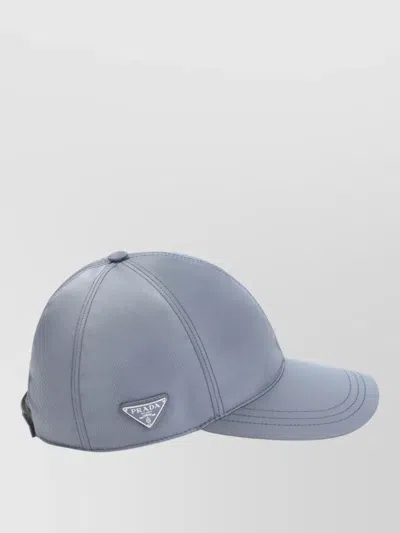 Prada Logo Tech Fabric Baseball Hat Curved Brim In Blue