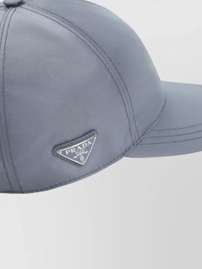 Prada Logo Tech Fabric Baseball Hat Curved Brim In Blue