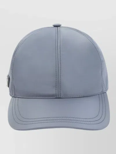 Prada Logo Tech Fabric Baseball Hat Curved Brim In Blue