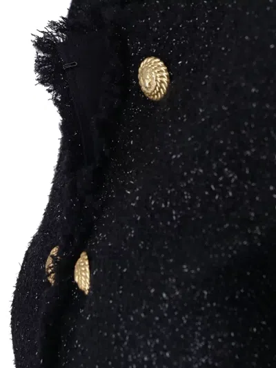 Balmain Tailored Wool-blend Jacket With Sculpted Structure In Black