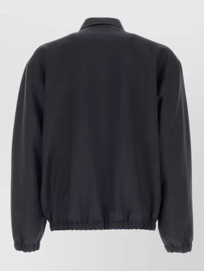 Prada Wool Blend Bomber Jacket Elasticated Cuffs In Black