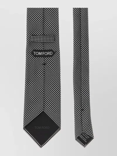Tom Ford Silk Tie Regular Width Patterned Surface In Gray