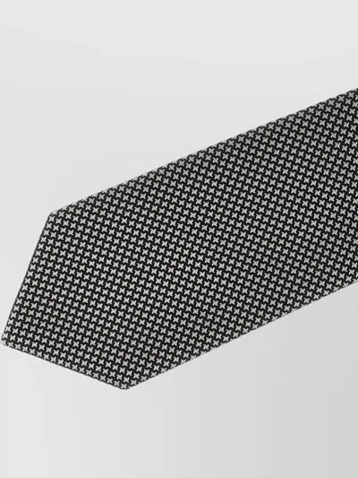 Tom Ford Silk Tie Regular Width Patterned Surface In Gray