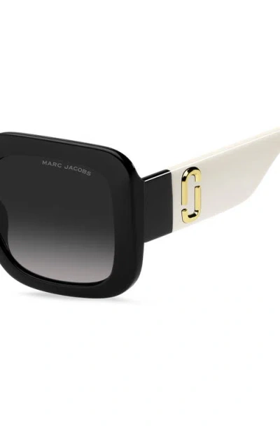 Marc Jacobs 53mm Gradient Polarized Square Sunglasses In Black