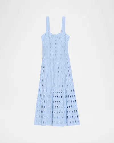 Simkhai Christina Knit Twist-front Midi Dress In Blue