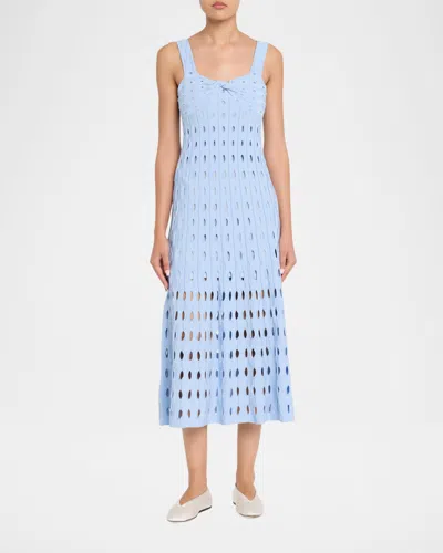 Simkhai Christina Knit Twist-front Midi Dress In Blue