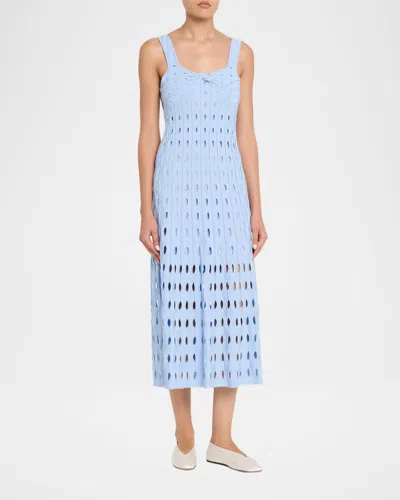 Simkhai Christina Knit Twist-front Midi Dress In Blue