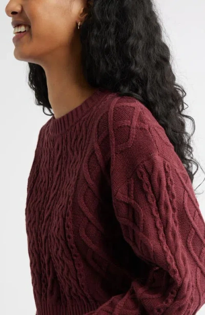 Bp. Cable Pullover Sweater In Burgundy