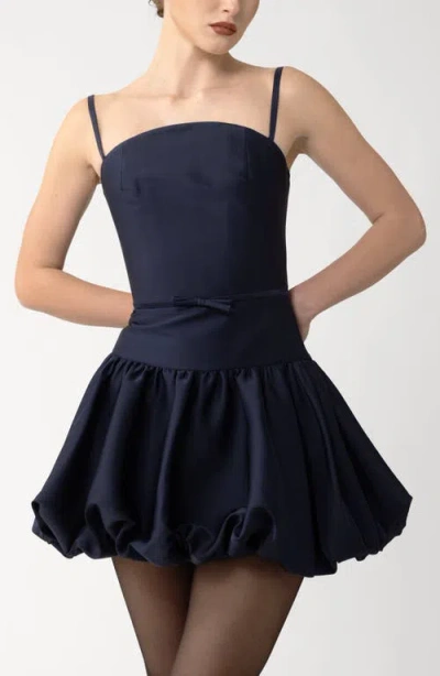 Sau Lee Maddie Bubble Hem Satin Cocktail Dress In Blue