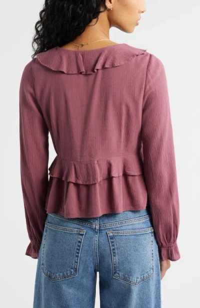 Bp. Ruffle Tie Neck Button-up Shirt In Multi