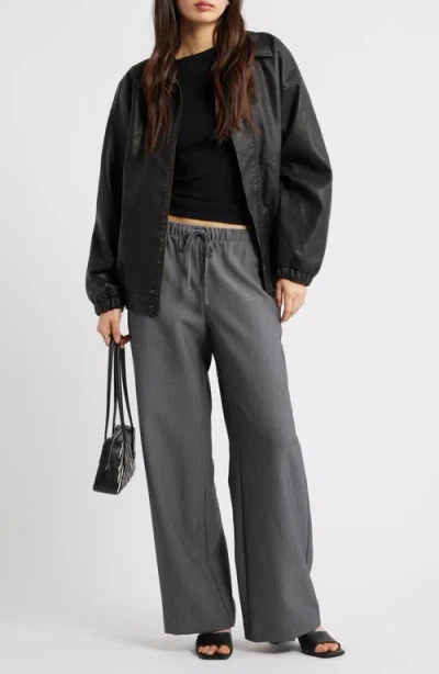 Open Edit Icon Pull-on Wide Leg Pants In Gray