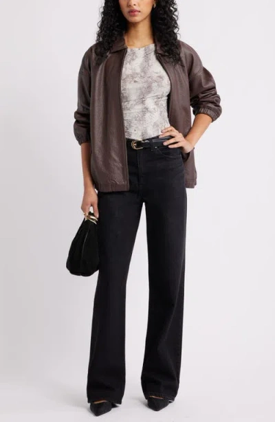 Open Edit Oversize Faux Leather Jacket In Black