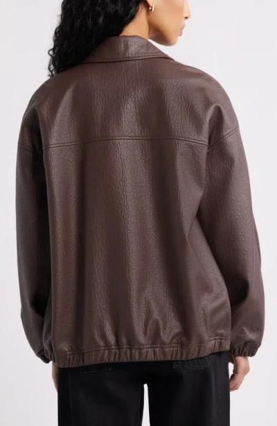 Open Edit Oversize Faux Leather Jacket In Black