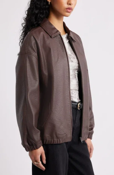 Open Edit Oversize Faux Leather Jacket In Black