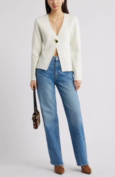 Open Edit Structured One-button Cardigan In White