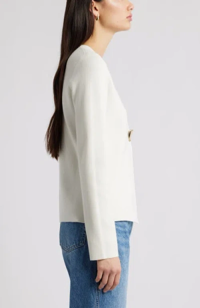 Open Edit Structured One-button Cardigan In White