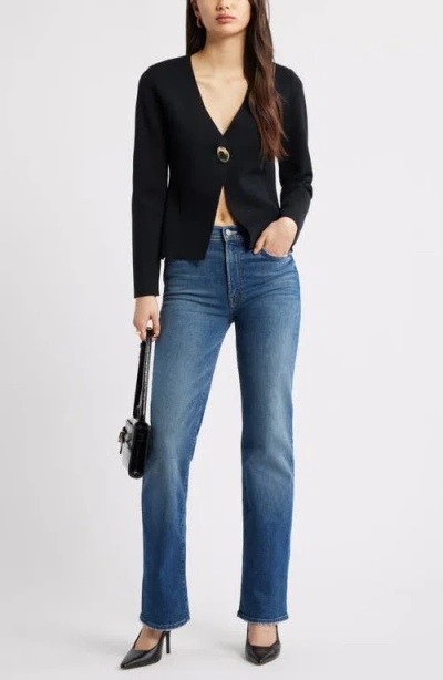 Open Edit Structured One-button Cardigan In Black