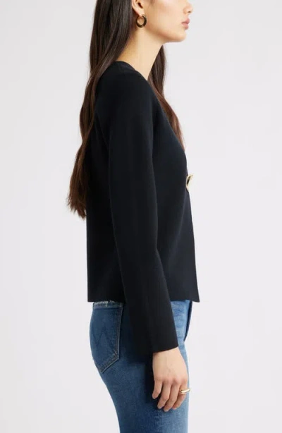 Open Edit Structured One-button Cardigan In Black