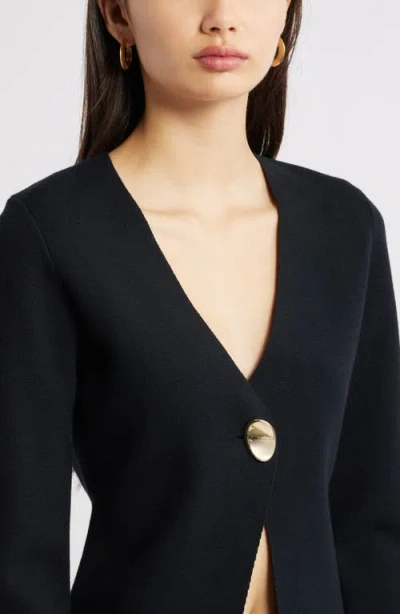 Open Edit Structured One-button Cardigan In Black