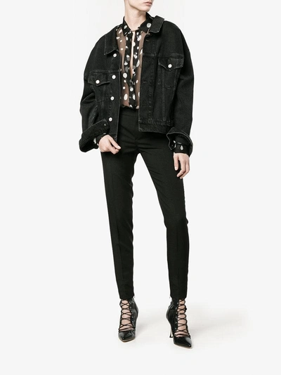 Shop Saint Laurent Gabardine Skinny Trousers In Black