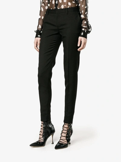 Shop Saint Laurent Gabardine Skinny Trousers In Black