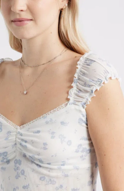 Bp. Print Mesh Top In White