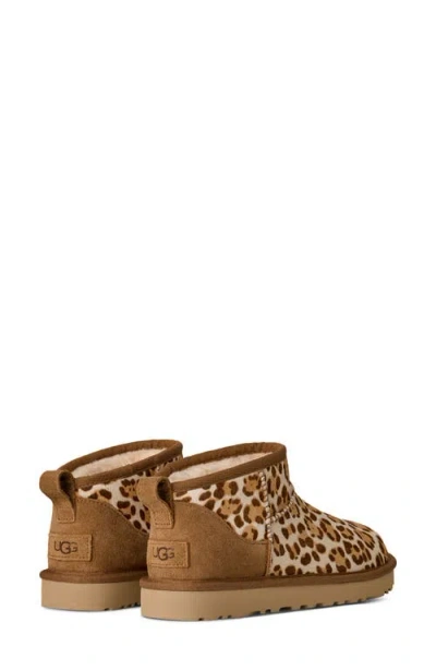 Ugg Stivaletto Donna Classic Ultra Mini Felicity Leopard Jasmine In Brown