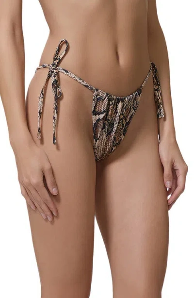 Afrm Cali Side Ties Bikini Bottoms In Brown