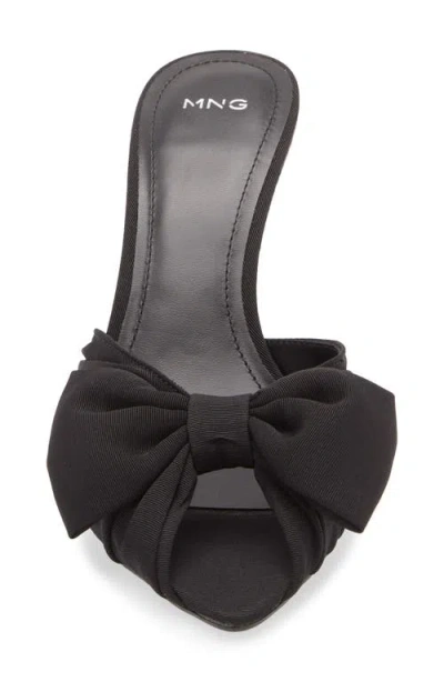 Mango Lasy Bow Slide Sandal In Black
