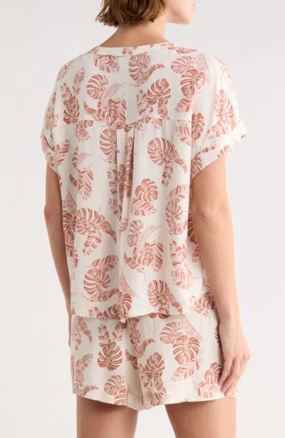 Splendid Short Sleeve Button-up Top In Multi