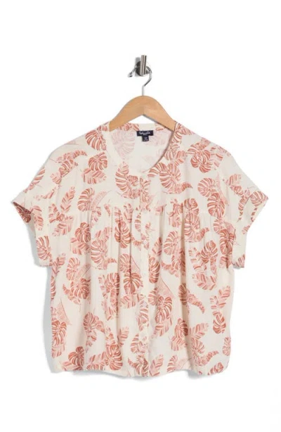 Splendid Short Sleeve Button-up Top In Multi