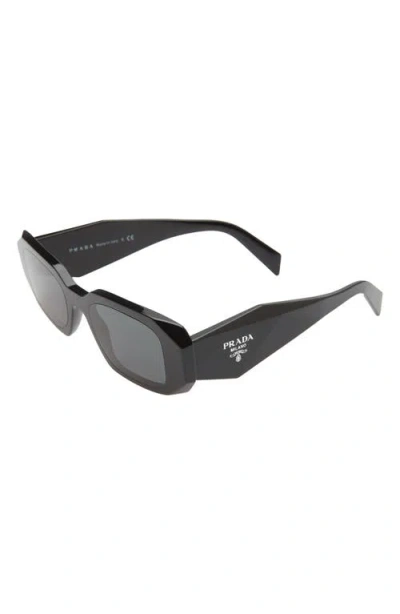 Prada Runway 49mm Rectangular Sunglasses In Black