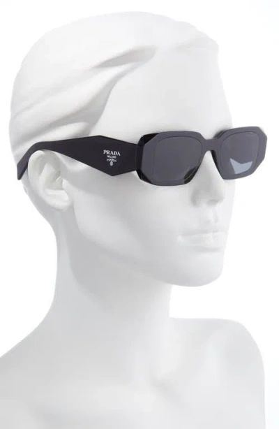 Prada Runway 49mm Rectangular Sunglasses In Black