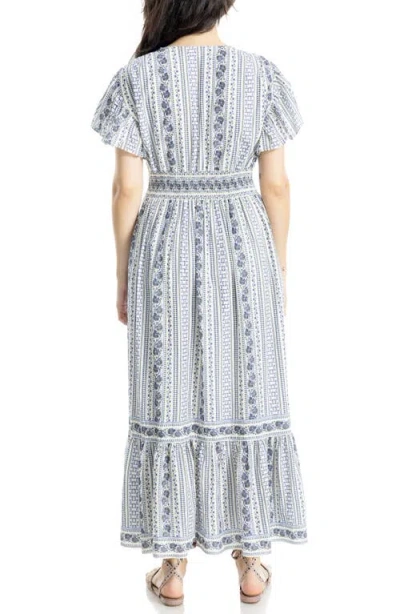 Max Studio Flutter Sleeve Maxi Dress In Multi